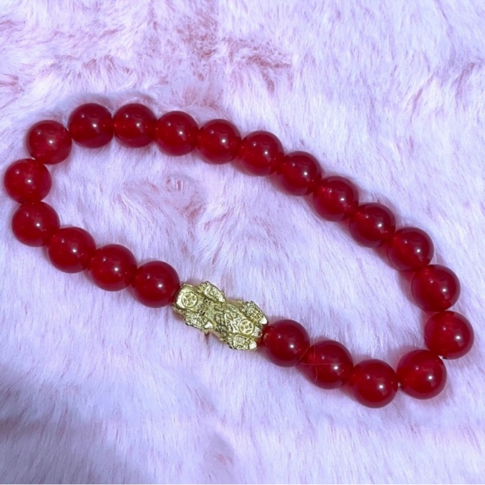 24K Gold Plated Red Agate Wealth Bracelet